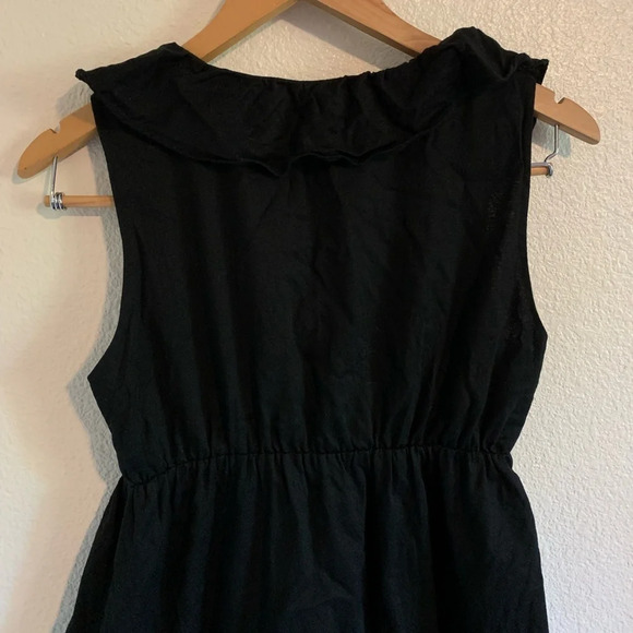 100% COTTON Gap Ruffled Dress Black Sz 8 | midi | feminine | little black dress - Picture 2 of 8